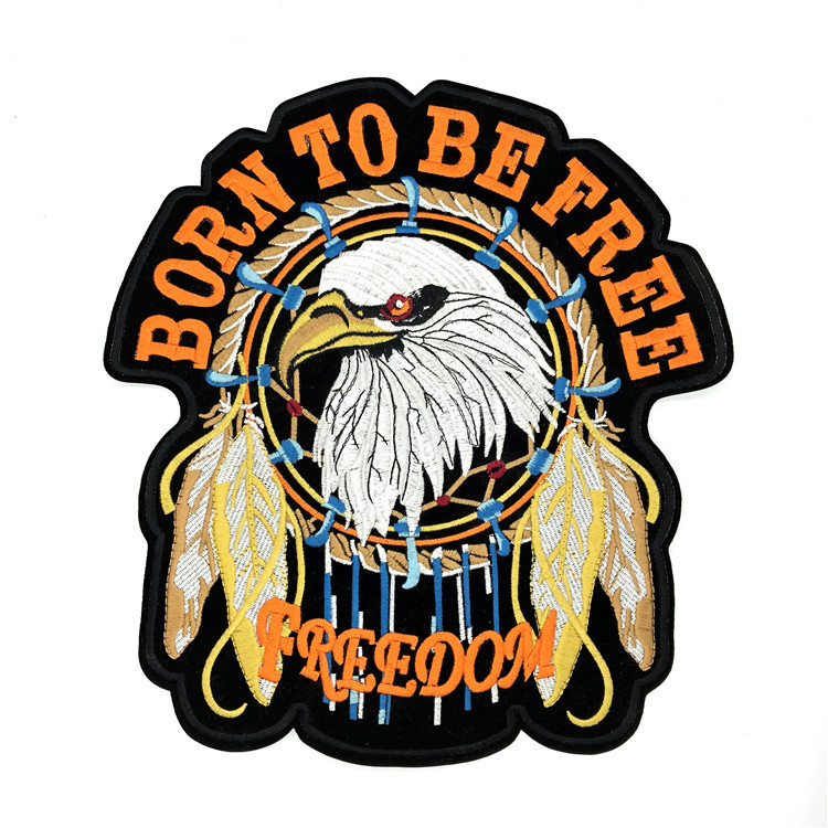 时尚老鹰大号刺绣布贴服装个性装饰背胶熨烫贴logo刺绣贴标可定制