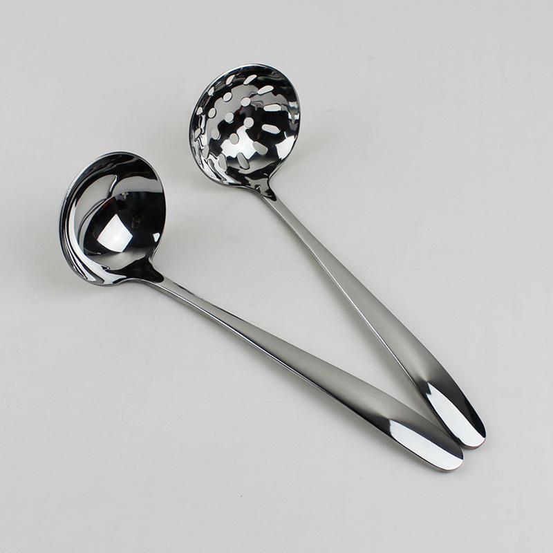 顺斌火锅汤勺不锈钢漏勺 6分勺加长手柄深勺碗 汤壳汤漏烹饪厨具