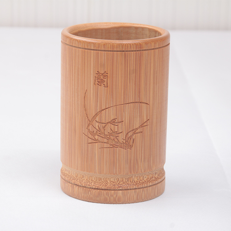 古风梅兰竹菊竹雕笔筒 创意笔筒 雕刻笔筒 竹子笔筒 礼品 工艺品