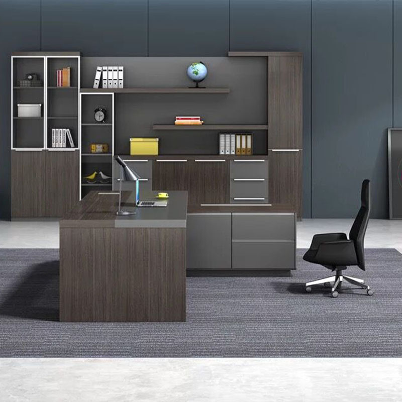 招商 办公家具黑橡木文件柜铝合金门