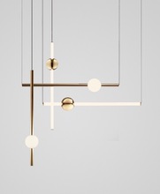 北欧后现代个性创意设计组合简约金属魔豆球横竖客厅吧台吊灯