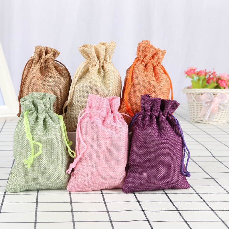 Colorful Linen Drawstring Bag Jewelry Packaging Drawstring Small Jewelry Bag Linen Perfume Bag Bag Linen Gift Spot