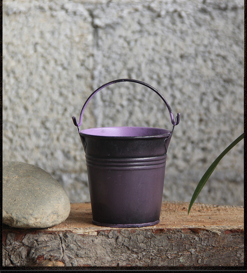 19色多肉花盆迷你手提小铁桶 园艺铁花盆 铁制铁艺小花盆种植铁桶