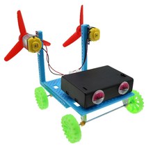 双螺旋桨风力车小学生科学实验科教电动风力小车stem创客教育材料
