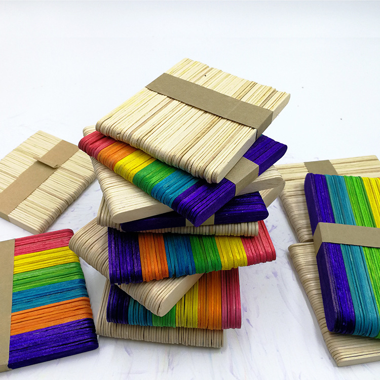 冰淇淋棒桦木冰激凌棒 彩色雪糕棒雪条棒压舌板儿童手工diy材料