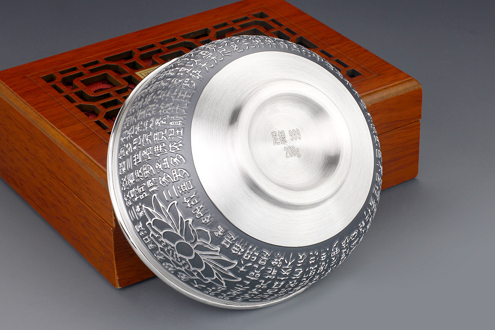 银器 银制品 银礼品 纯银999 银碗筷银勺子 银餐具 隔热银碗