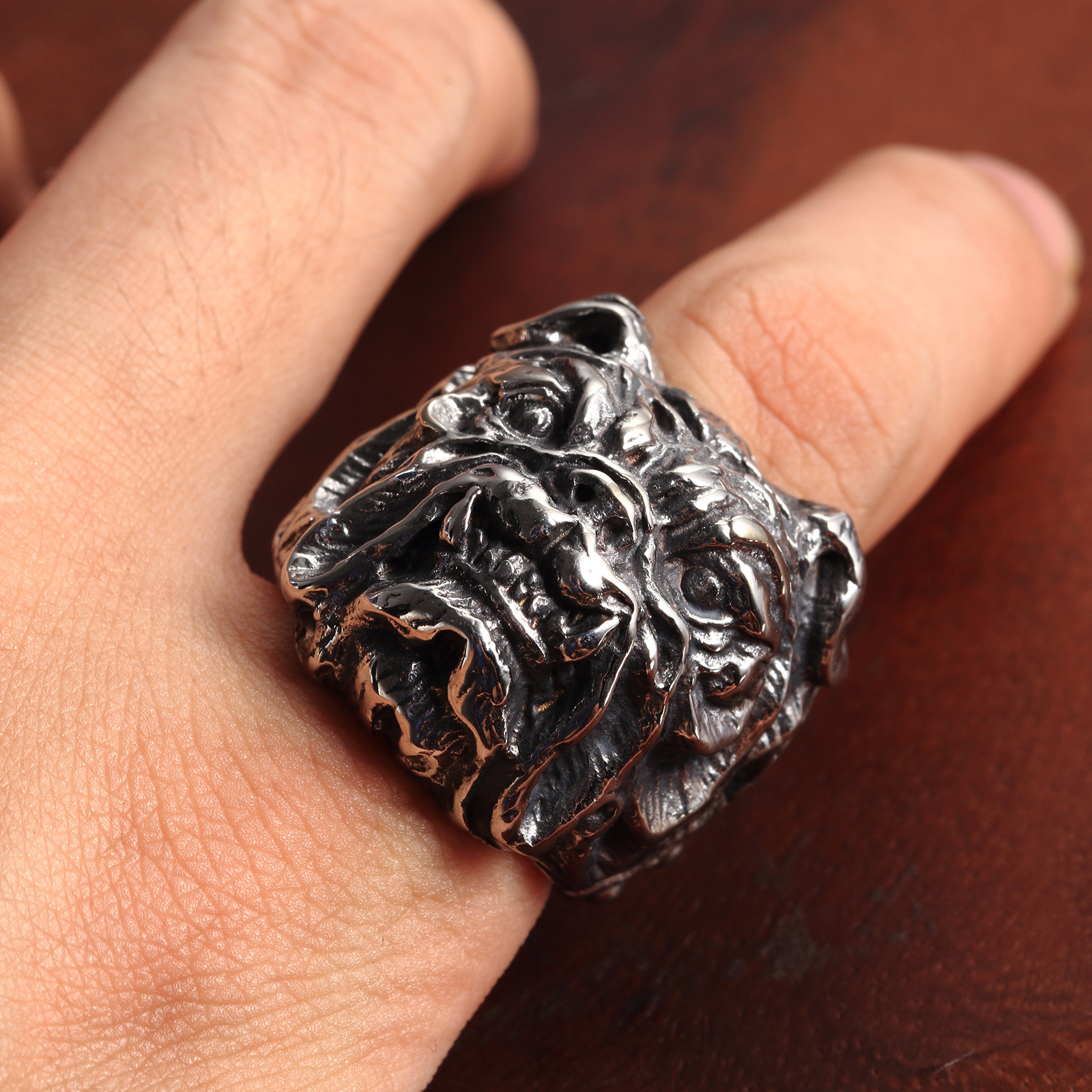 欧美男士不锈钢狗头戒指 朋克钛钢饰品恶犬男戒 厂家批发跨境ebay