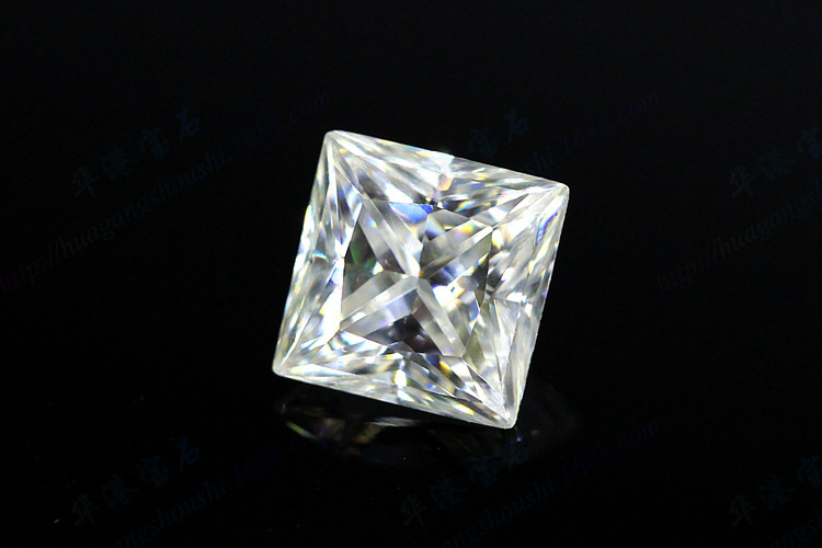 华港宝石 正方形直角莫桑石裸石批发 公主方白色宝石饰品钻戒主石
