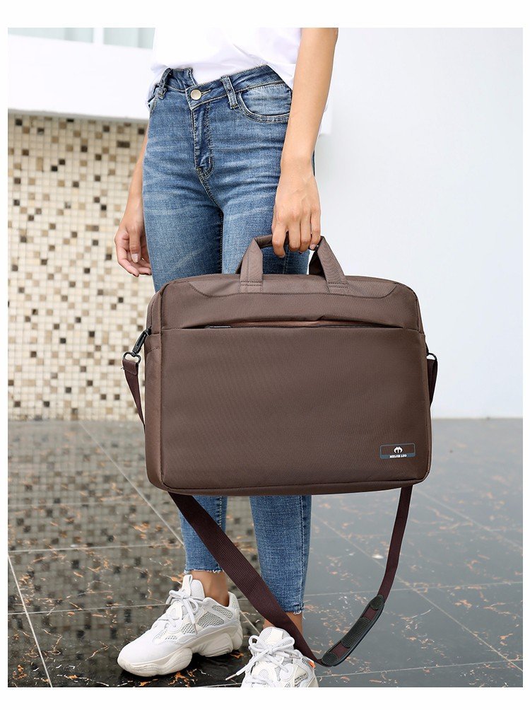 单肩包男包牛津纺电脑包商务休闲斜跨包横款防水布简约手提包男