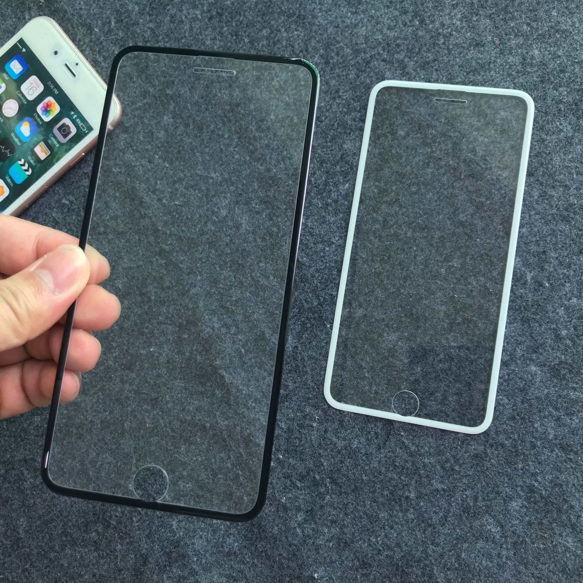 ktiphone7钢化玻璃a59水果r9s卡通苹果6紫蓝光软边r11plus不碎边