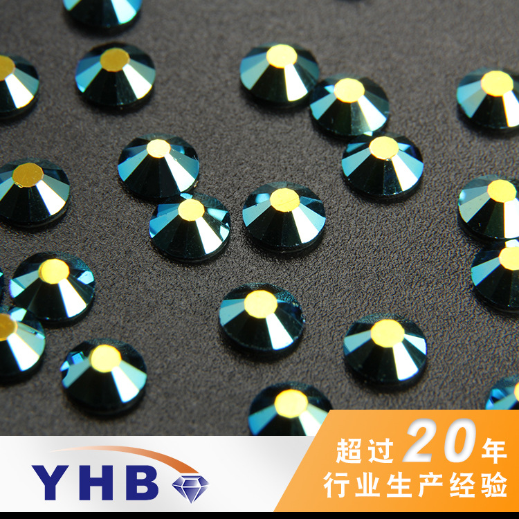 Factory Wholesale Yhb Hot Rhinestone Manicure Jewelry round Black AB Magic Color Glass Drill Rubber Bottom High Temperature Hot Pressing Rhinestone