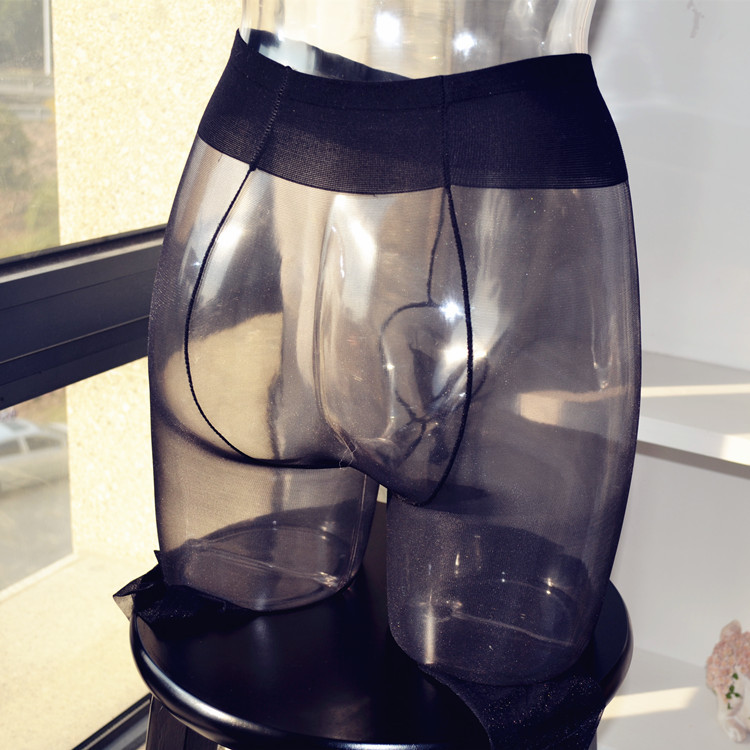 2d超薄全透明性感丝袜子男士撸管自慰连裤袜珠光闪光情趣戴jj套