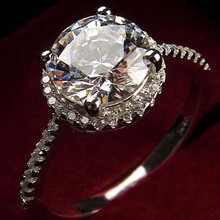 JZ009满天星白金色求婚1.2克拉50分镶锆石仿钻石戒指女款饰两克拉