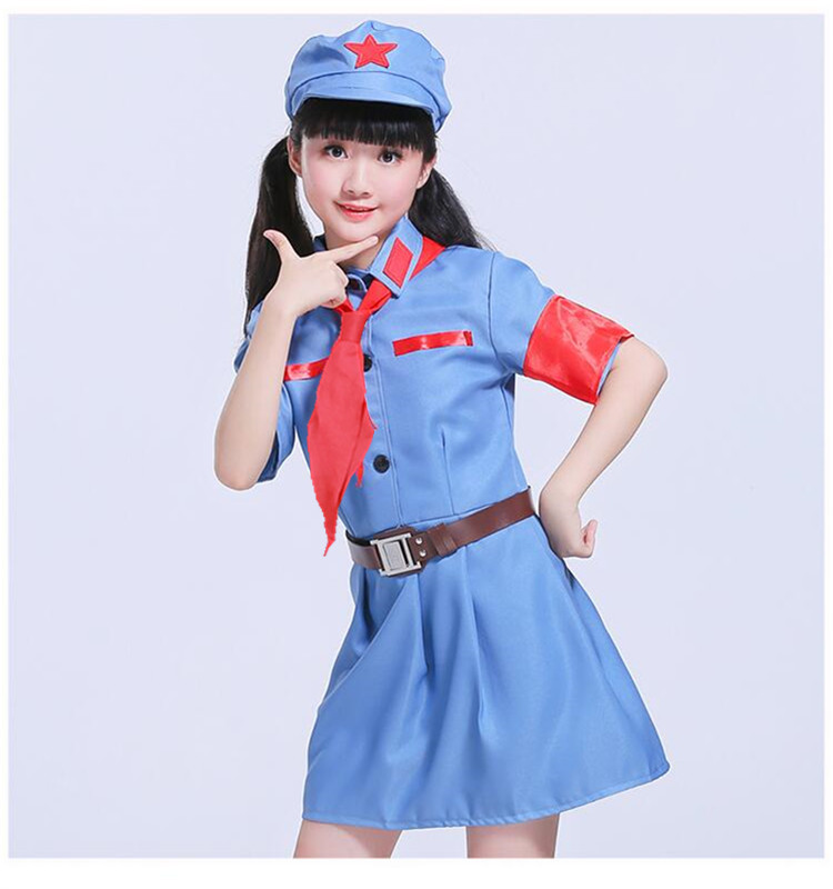 新款六一儿童小红军红星闪闪女童八路军抗战红卫兵舞蹈演出服套装