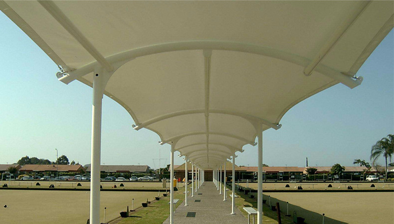 设计安装商场商业走廊膜结构 连廊通道膜结构遮阳雨篷 膜结构天桥