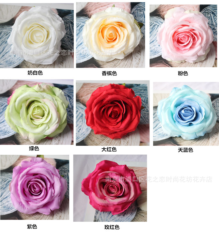 仿真大玫瑰花头绢布假花朵婚庆摄影背景花墙路引 卷边玫瑰花批发