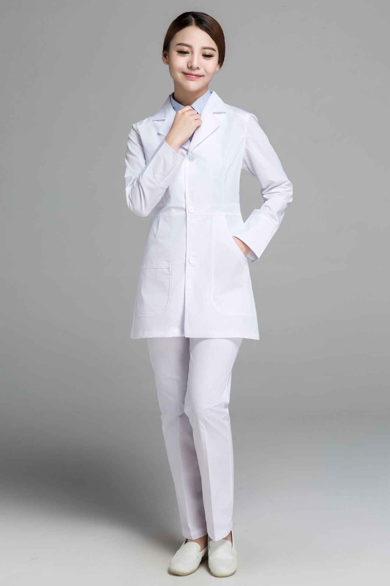 医生护士服白大褂医护卫校美容药店医院实验工作服长袖服装定做女