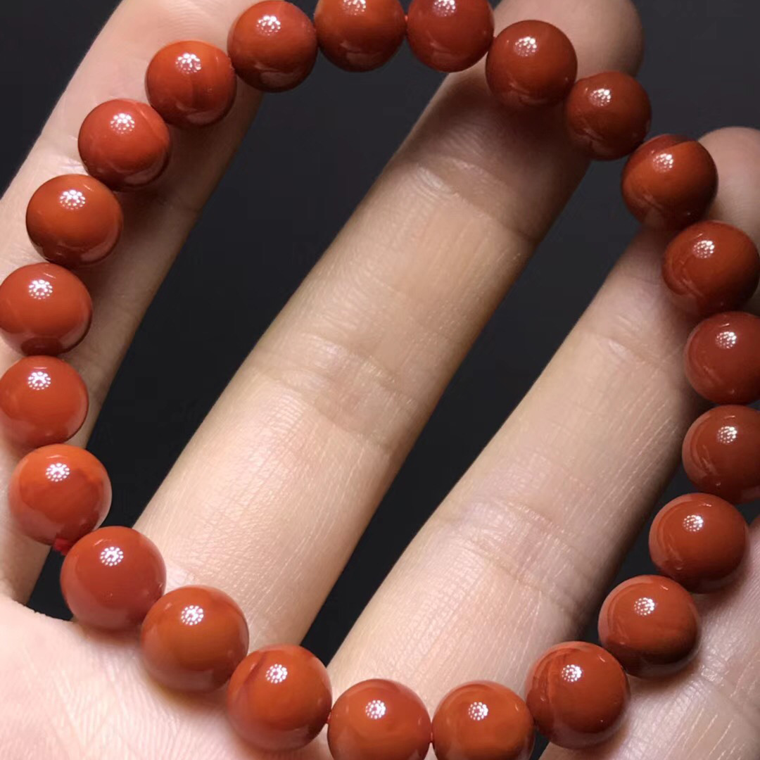 天然川料南红手链无优化无烤色男女情侣手串饰品礼物