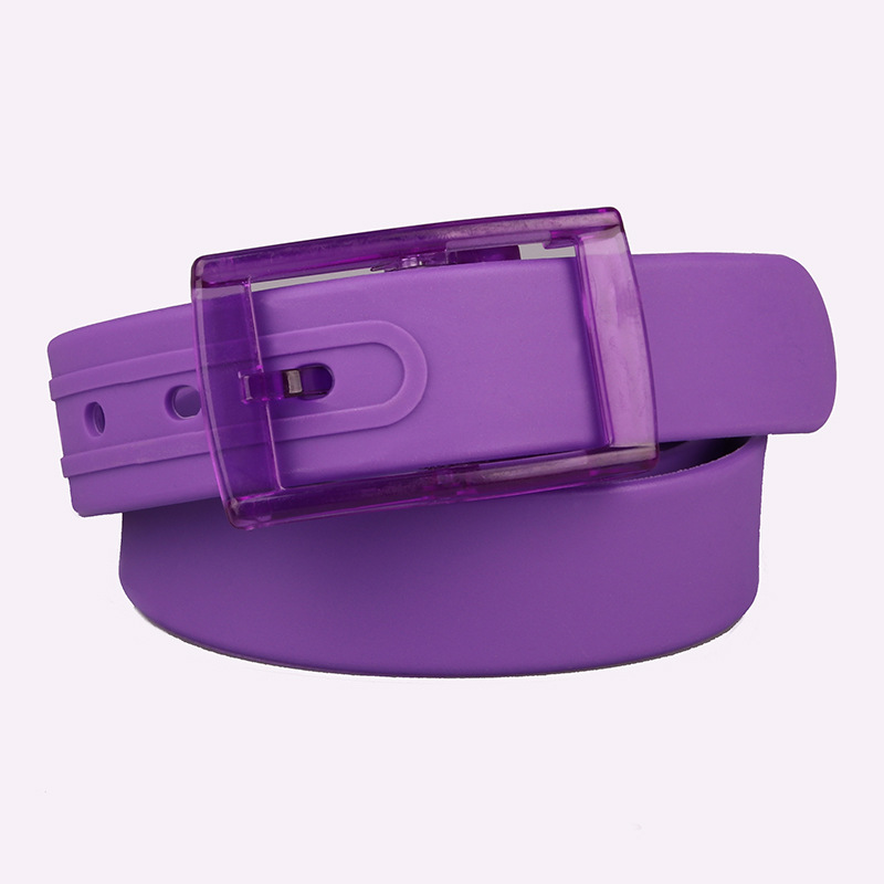 High Quality Silicone Waistband Unisex Belt Plastic Buckle Candy Color No Metal over Security Wholesale Belt