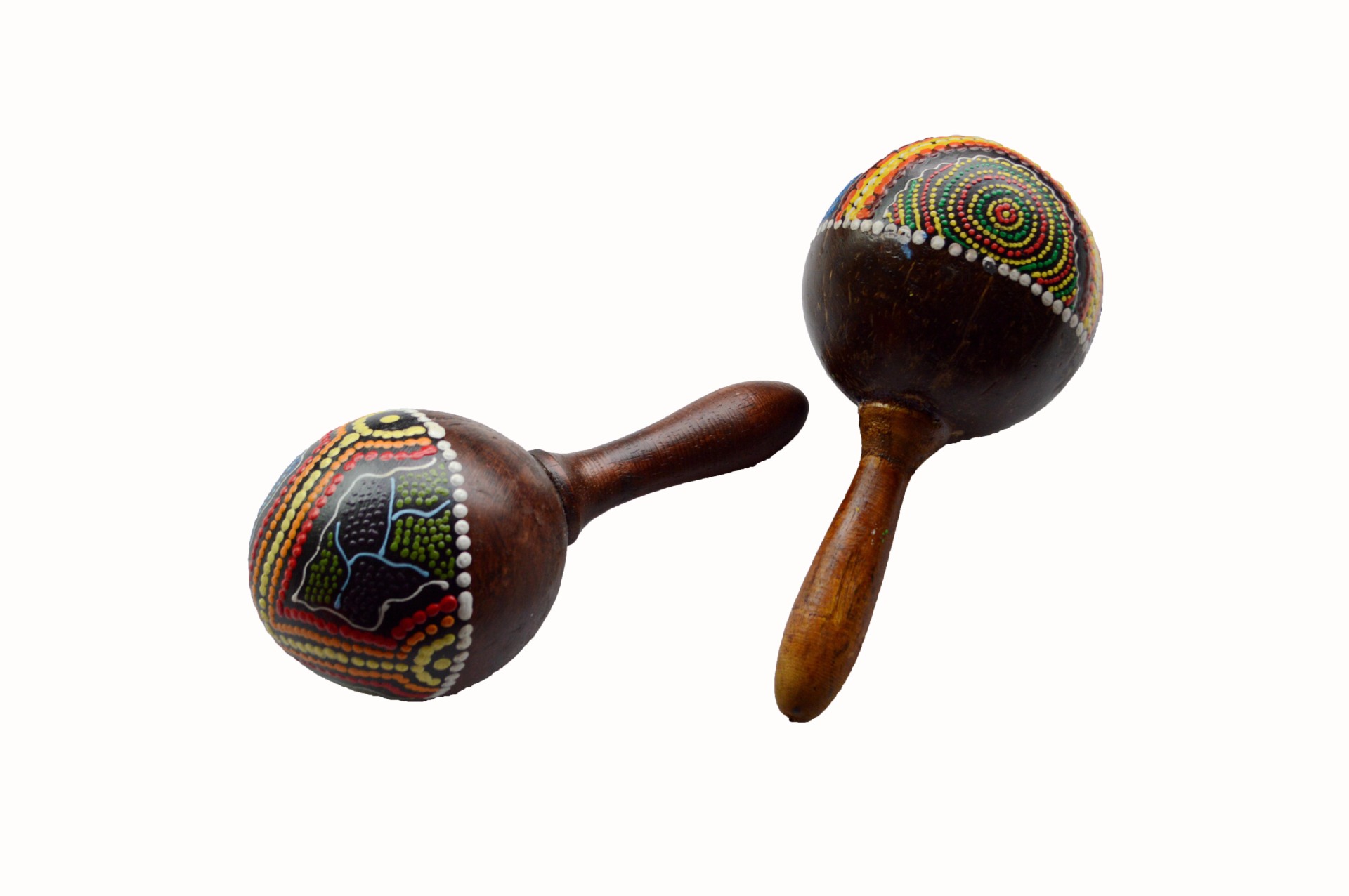 打击乐器沙锤 印尼进口 彩绘工艺椰壳手工点彩彩绘沙锤乐器