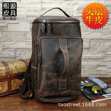 Genuine Leather men's Backpack真皮双肩包头层牛皮疯马皮男背包