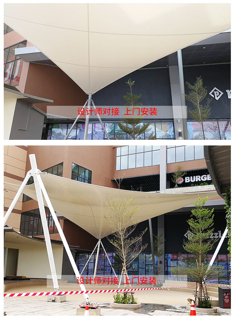 商场入口膜结构遮阳雨棚 透光张拉膜结构 门厅遮阳雨棚