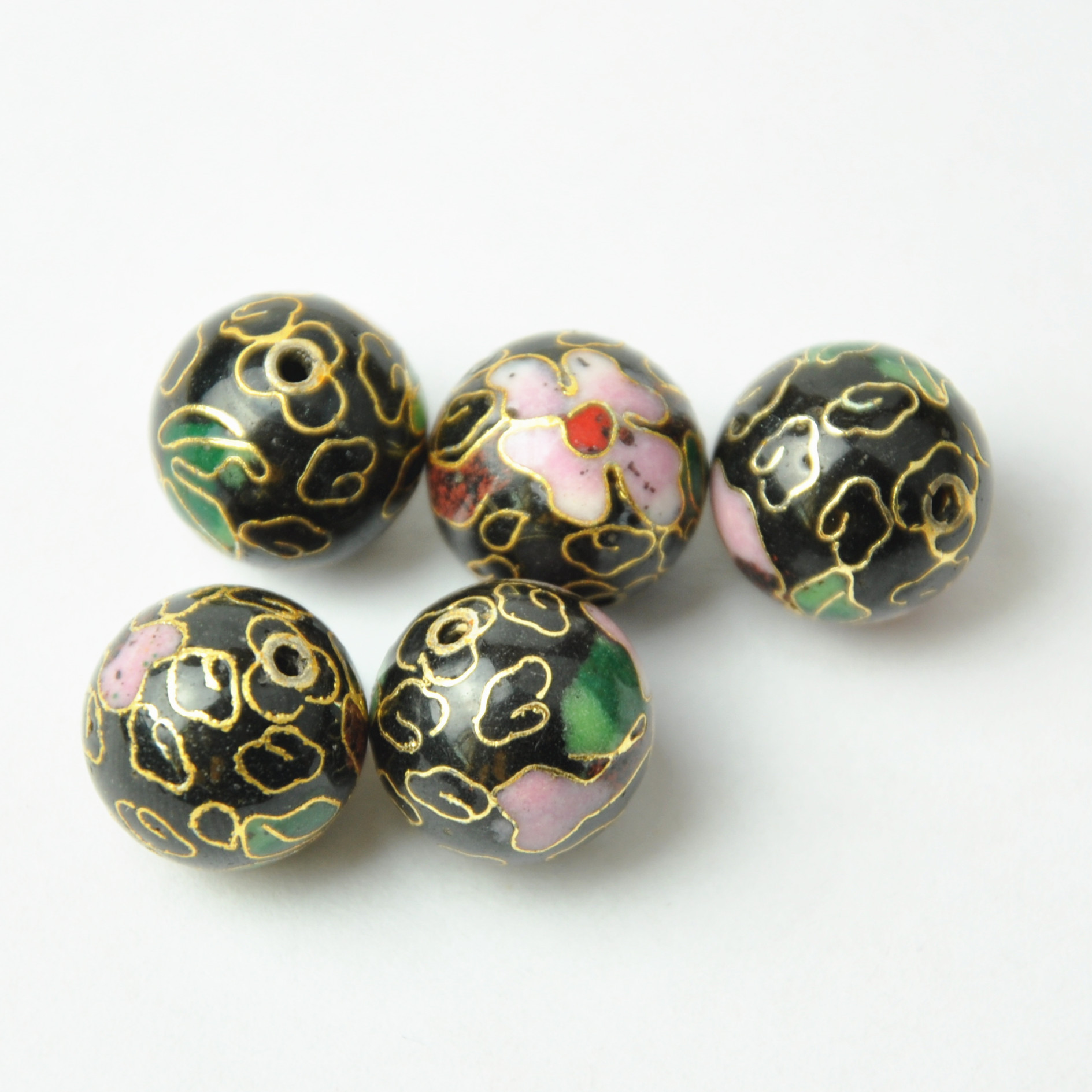 景泰蓝珠子14mm精品木炭磨光圆形纯手工铜胎掐丝珐琅复古diy材料