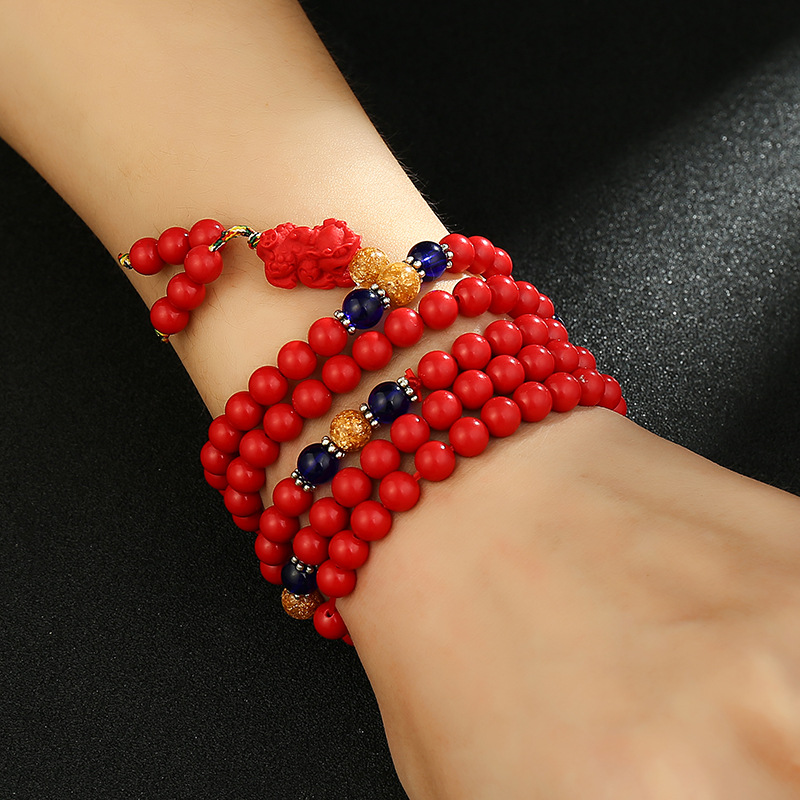 单圈4圈朱砂手链多层手串女士朱砂手串 义乌饰品厂家直销