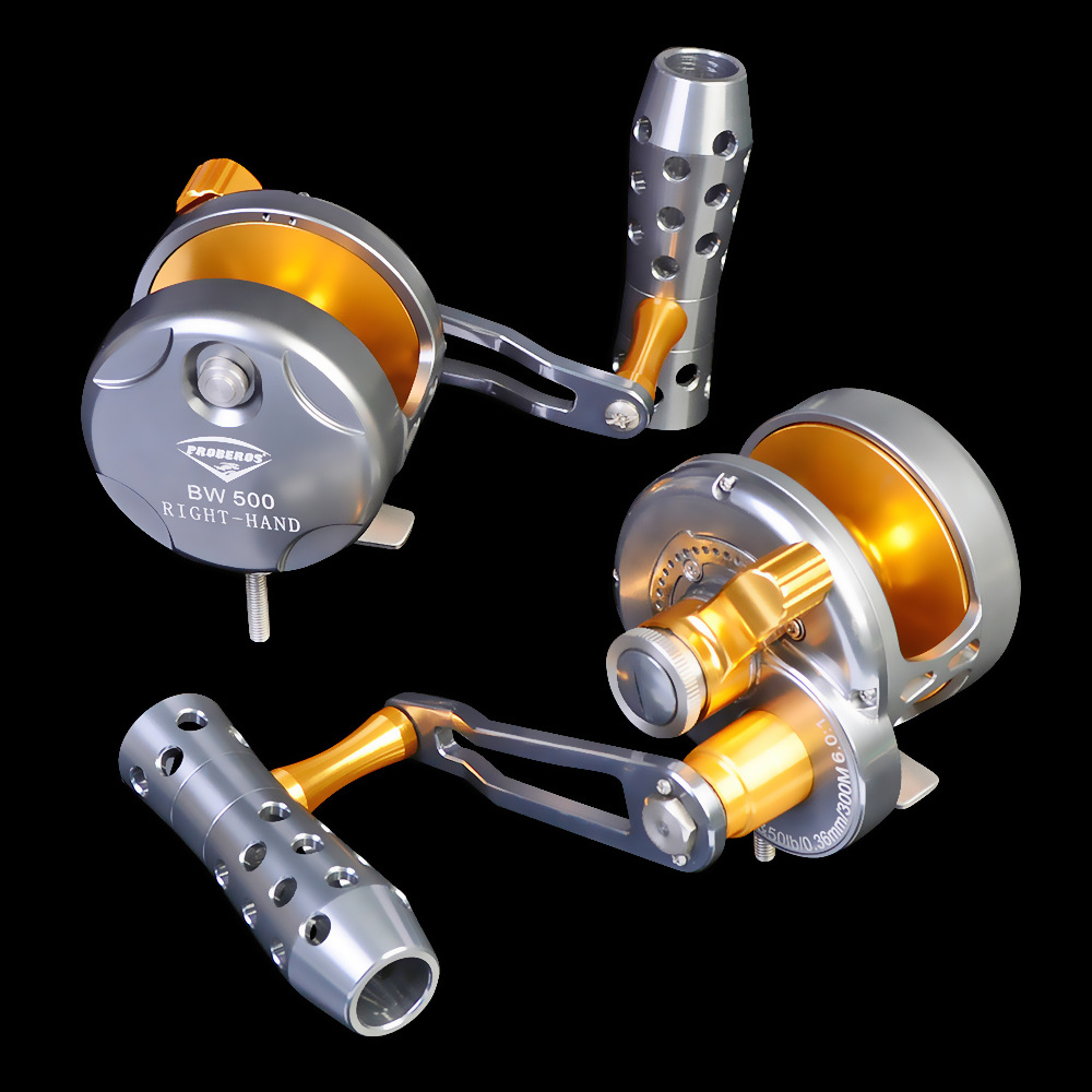 pro beros筏轮 全金属筏钓轮 飞钓轮单向慢摇铁板鼓轮bw500右手