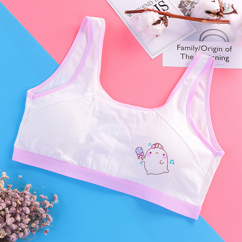 女童发育期文胸内衣纯棉小背心胸中小学生少女大童后排扣裹胸抹