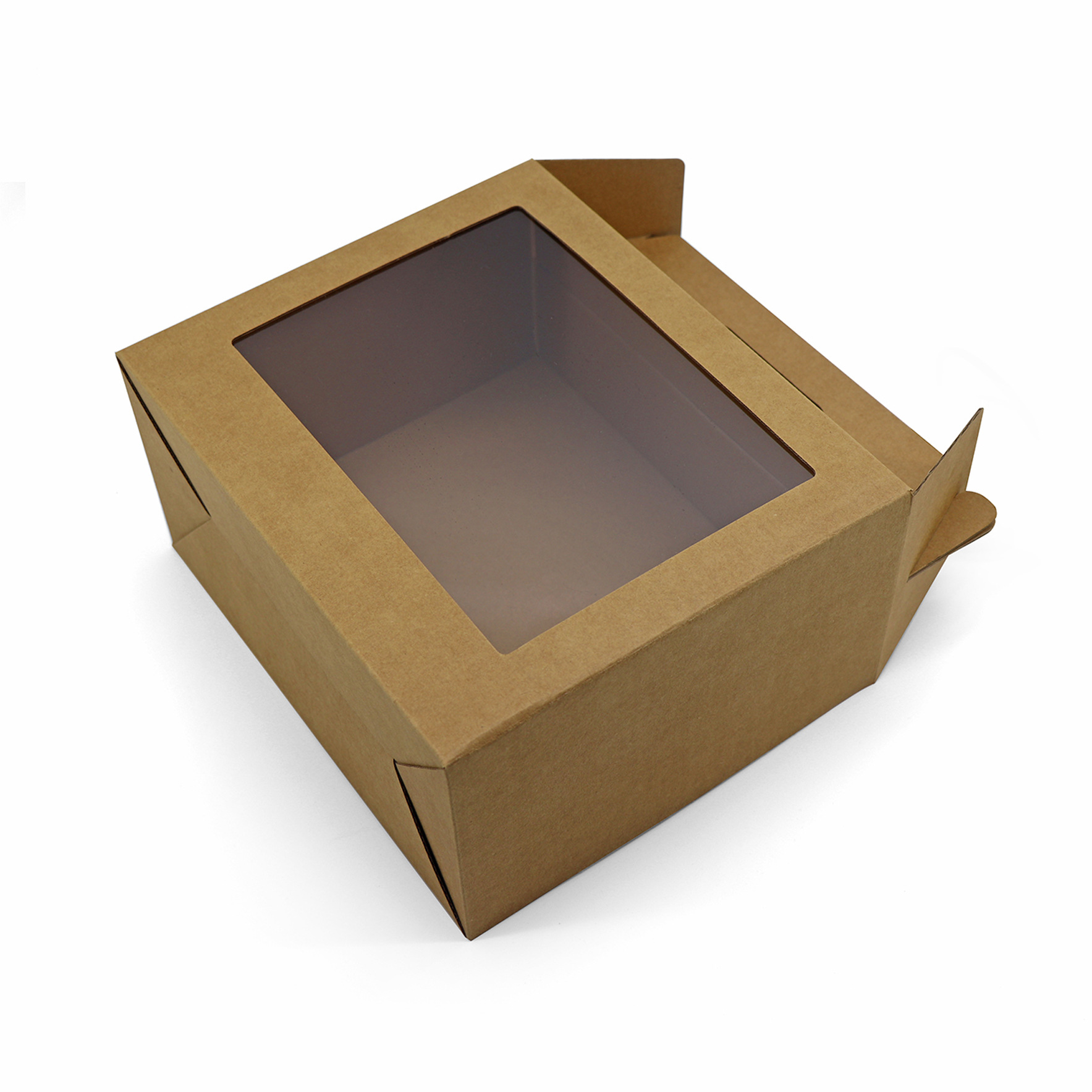 牛皮纸开窗西点盒 一次性慕斯糕点手提盒 蛋糕卷点心礼品包装盒