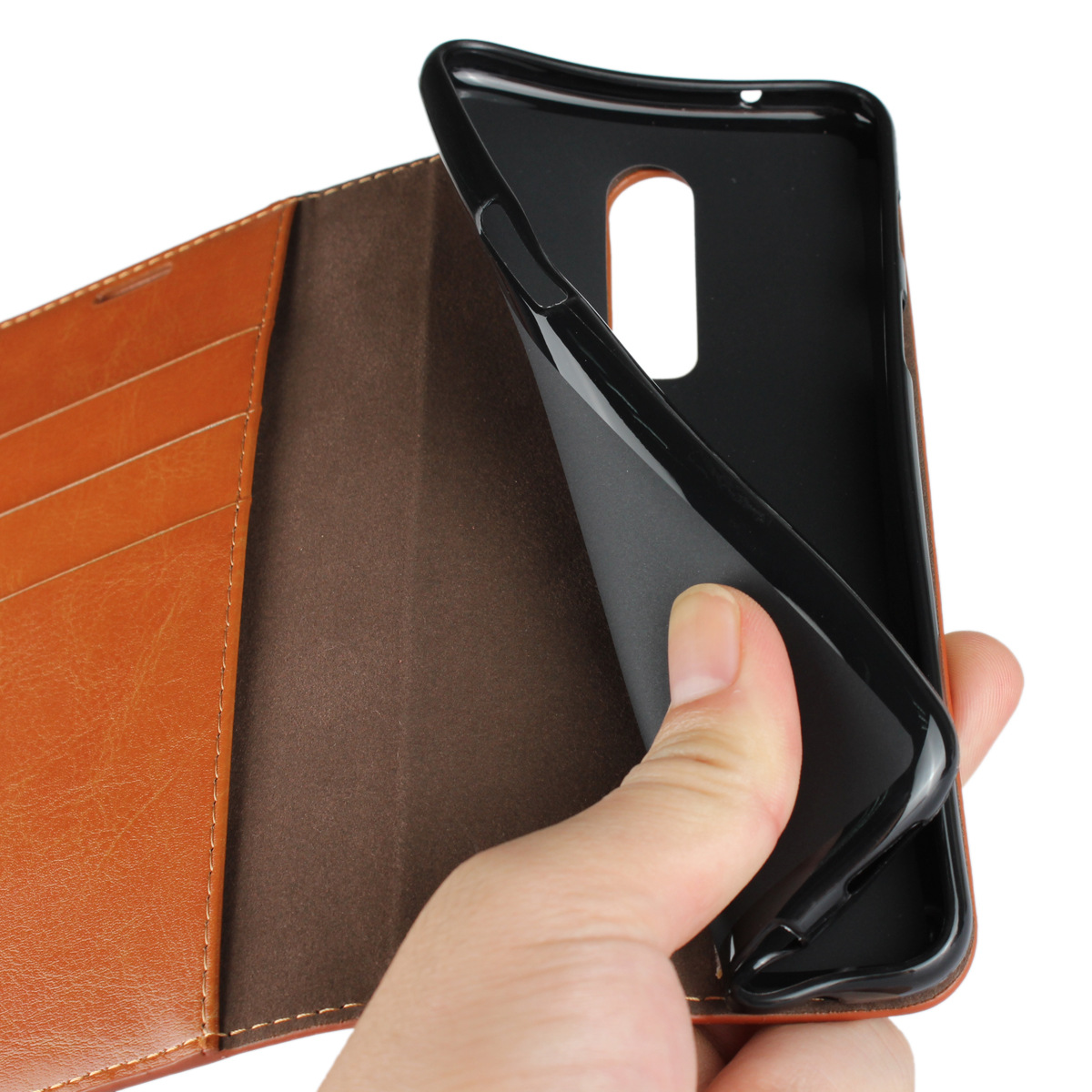 适用一加6t手机壳疯马纹真皮油边皮套一加5t新款防摔插卡手机套