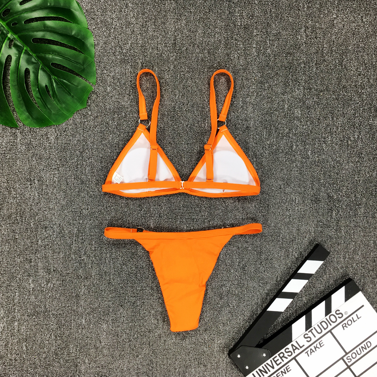 2019新款欧美纯色三角比基尼wish分体泳衣批发性感女士泳装bikini