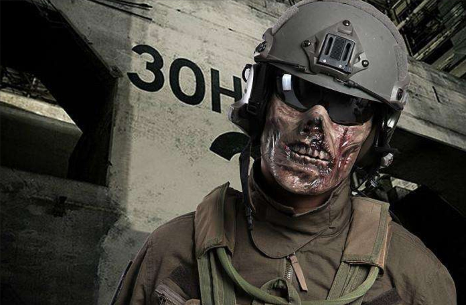 骷髅战士3代 美军装备 半脸鬼头恐怖面具 cs 军迷野战面具 批发