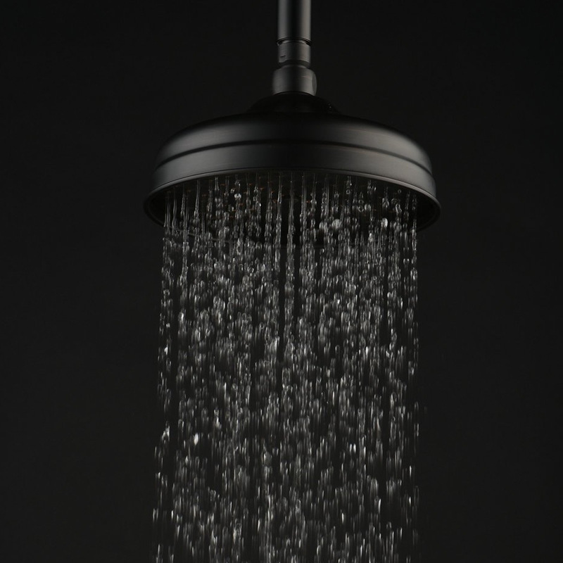 贝拉卫浴欧式复古8寸黄铜黑古花洒配件铜色淋浴顶喷圆形喷头套装