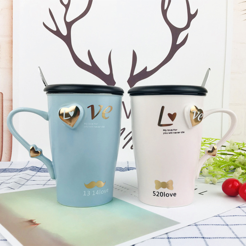 New Product Creative Ceramic Cup 1314 Couple's Cups 520 Valentine's Day Cup Advertising Gift Cup Logo