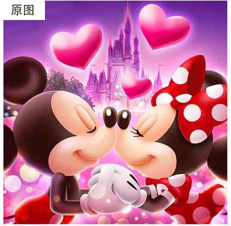 5d钻石画满钻新款可爱粉色情侣系列米老鼠十字绣点贴钻石绣速卖通