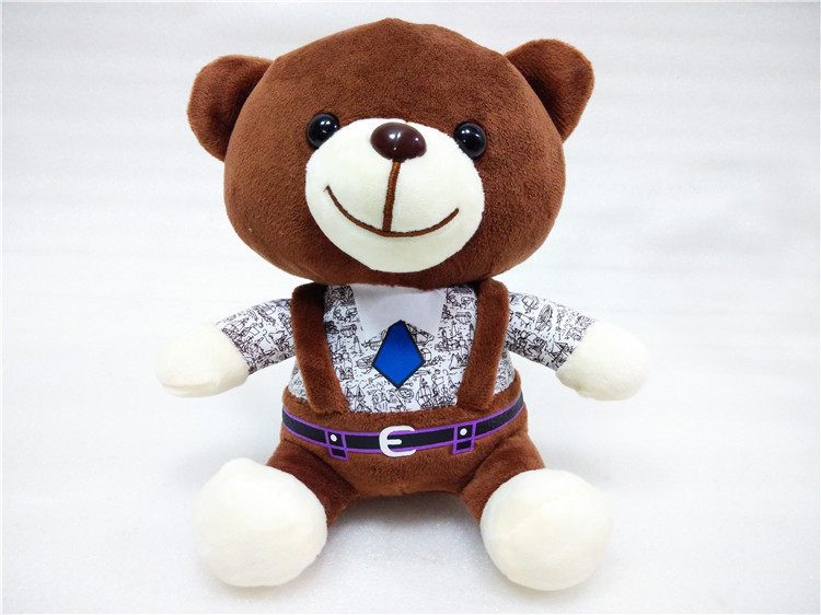 厂家直销可爱背带熊毛绒玩具创意绅士熊公仔精品20cm小熊抓机布娃