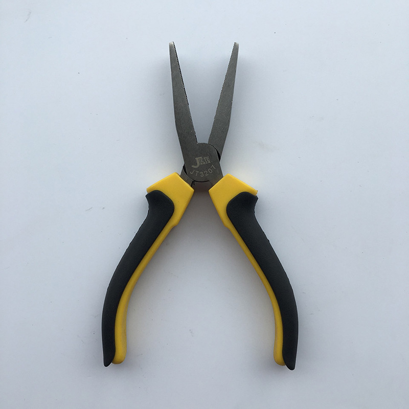 6寸扁咀钳 精抛双色柄 无牙扁嘴钳 手动五金工具现货批发
