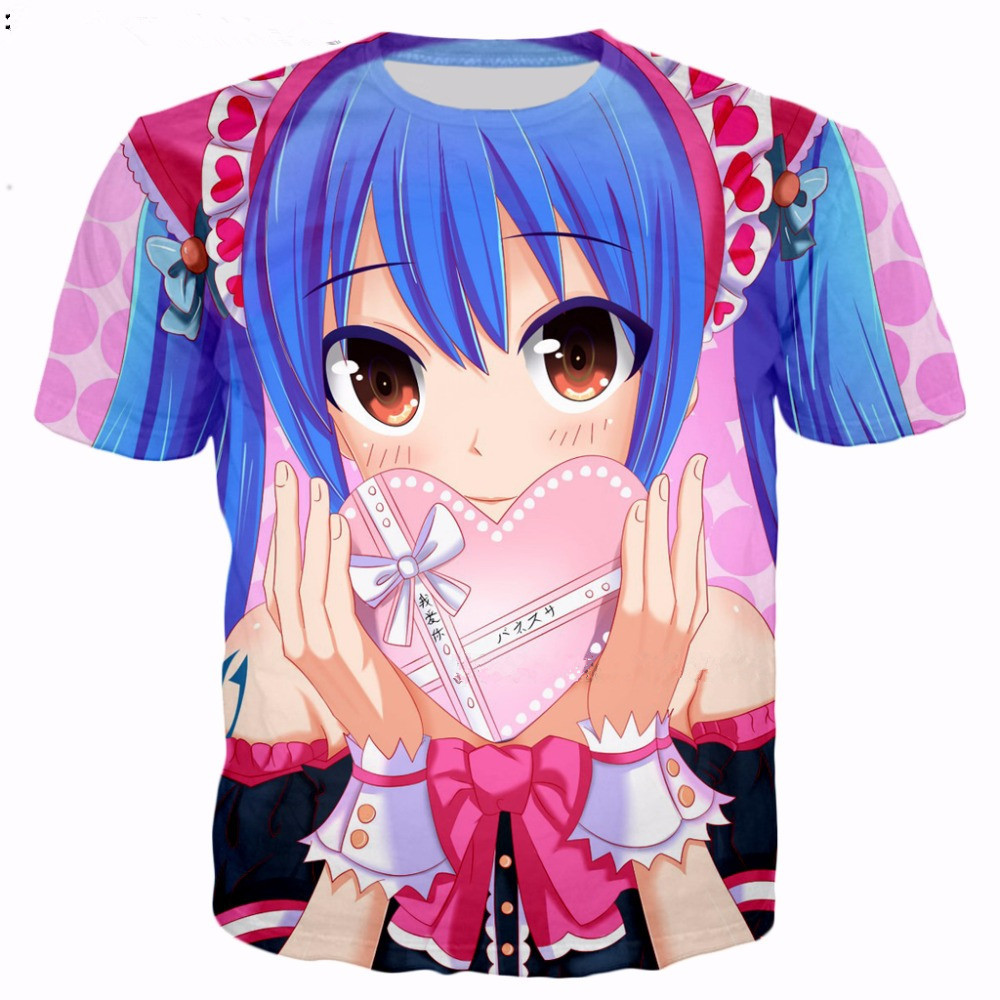 日本卡通动漫妖精的尾巴温蒂3d印花t恤男女短袖