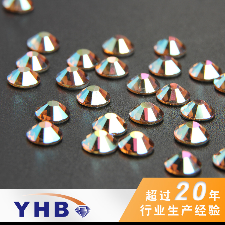 [Factory Wholesale] Accessories Swarovski Rhinestone Emulation Rubber Sole Light Yellow Satin Color Middle East Hot Fix Rhinestone Earrings Jewelry Clothing Colorful Crystals