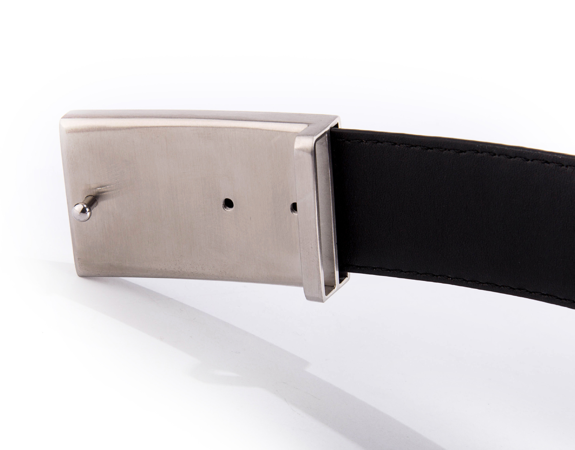 男士不锈钢扣头真皮腰带 原版荔枝纹进口头层牛皮平滑扣皮带3.5cm