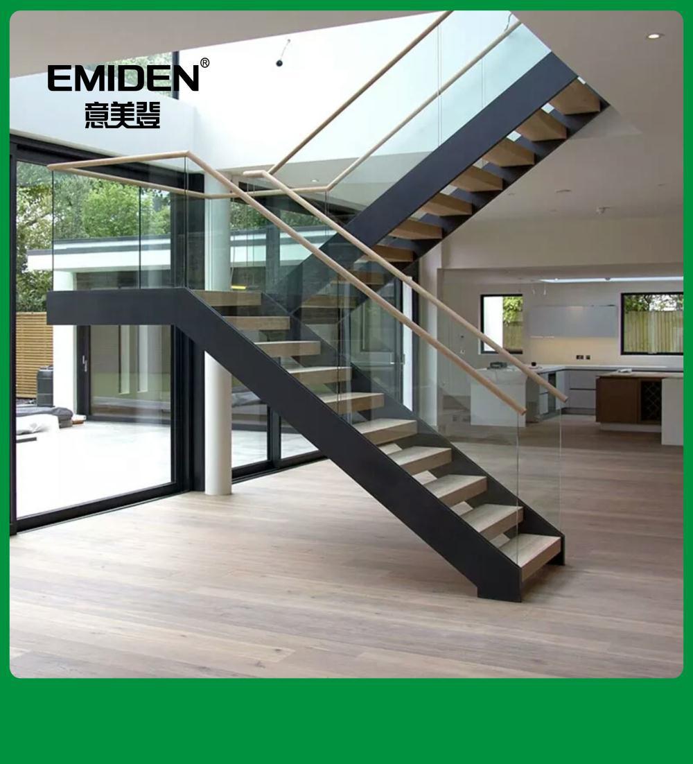 意美登复式楼钢板安全楼梯 办公商用直梁楼梯