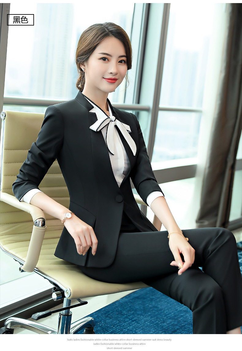 2018秋冬新款长袖职业装正装西装女套装ol酒店前台行政客服工作服
