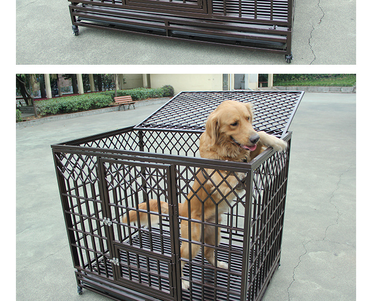中大型狗笼金毛哈士奇萨摩耶不生锈镀锌钢管宠物笼可折叠定做