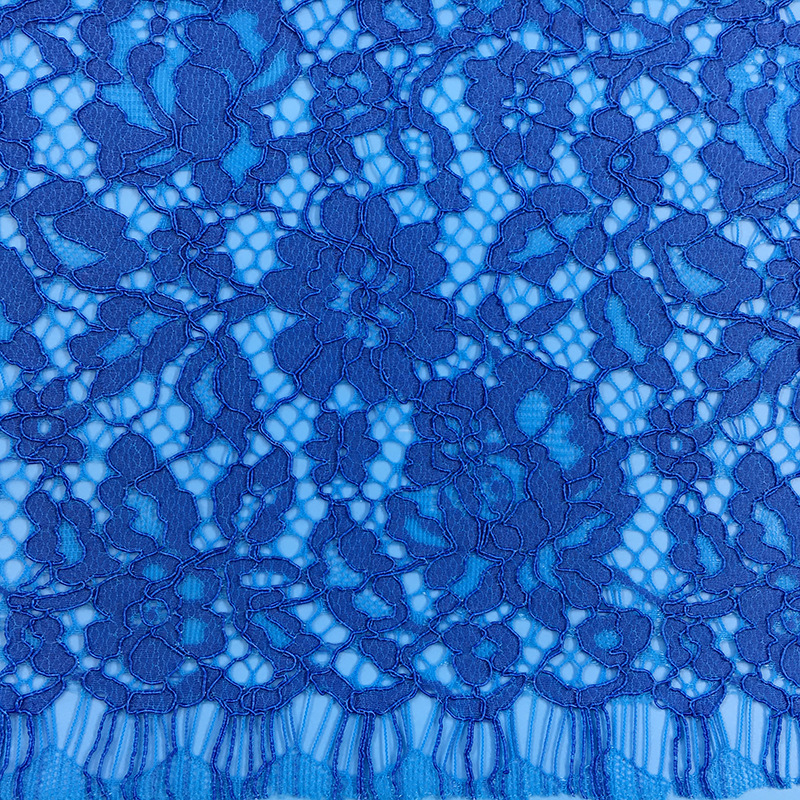 厂家直供新款4031蓝色优雅花纹面料棉蕾丝股线面料