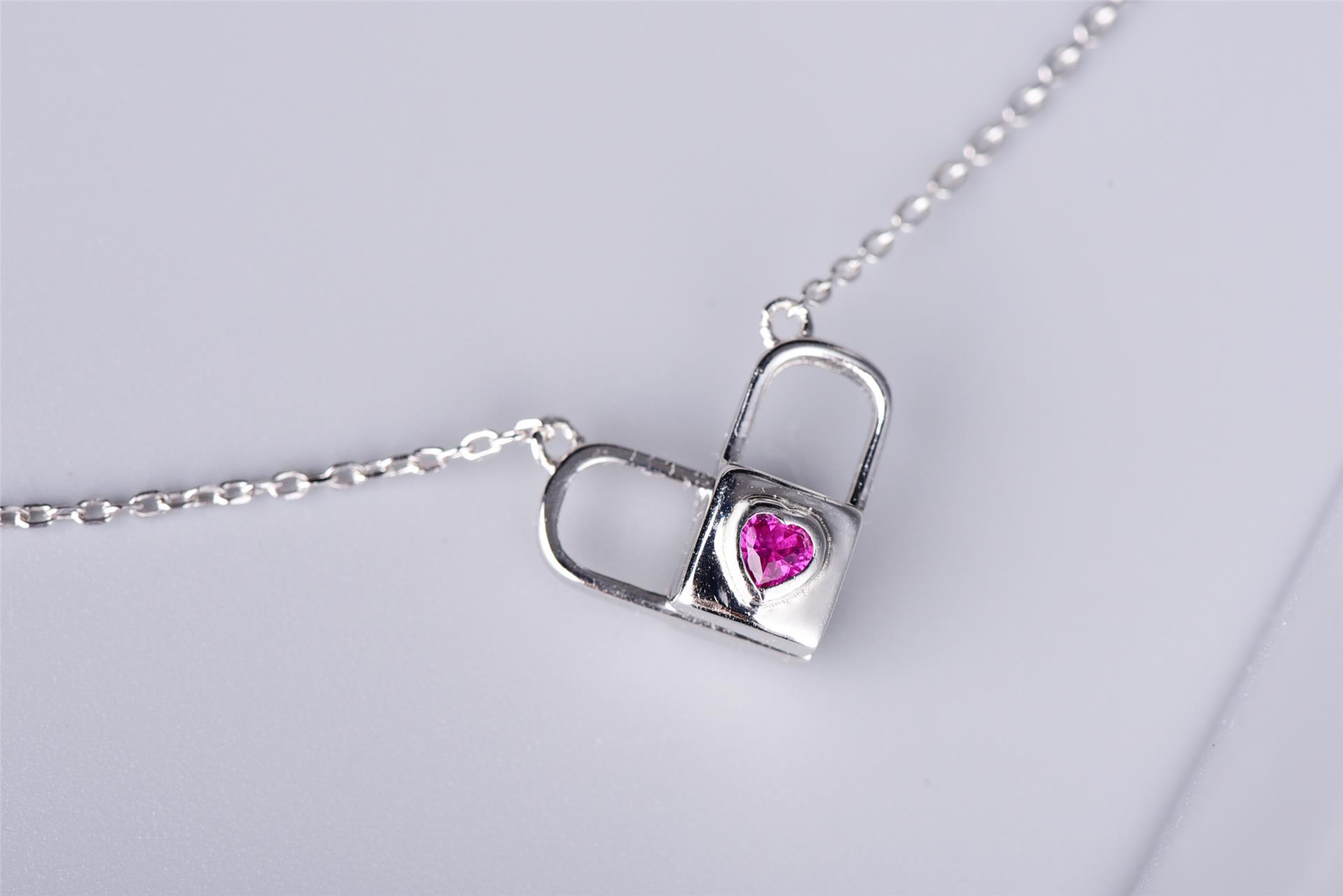 抖音同款心锁项链女我爱你一生锁爱925银爱心形锁骨链520一款多戴