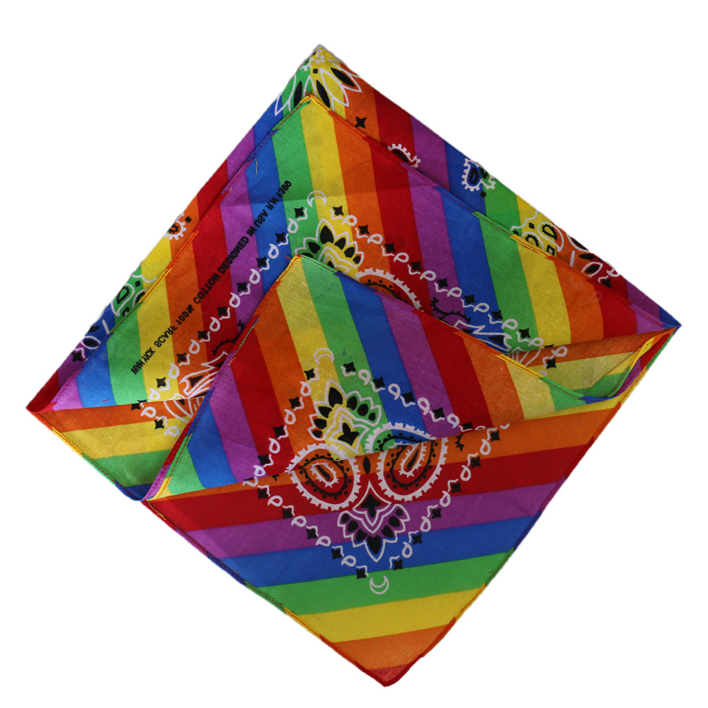 New Fashion Seven-Color Rainbow Striped Paisley Square Scarf Women's Multifunctional Magic Face Towel Outdoor Cycling Headscarf
