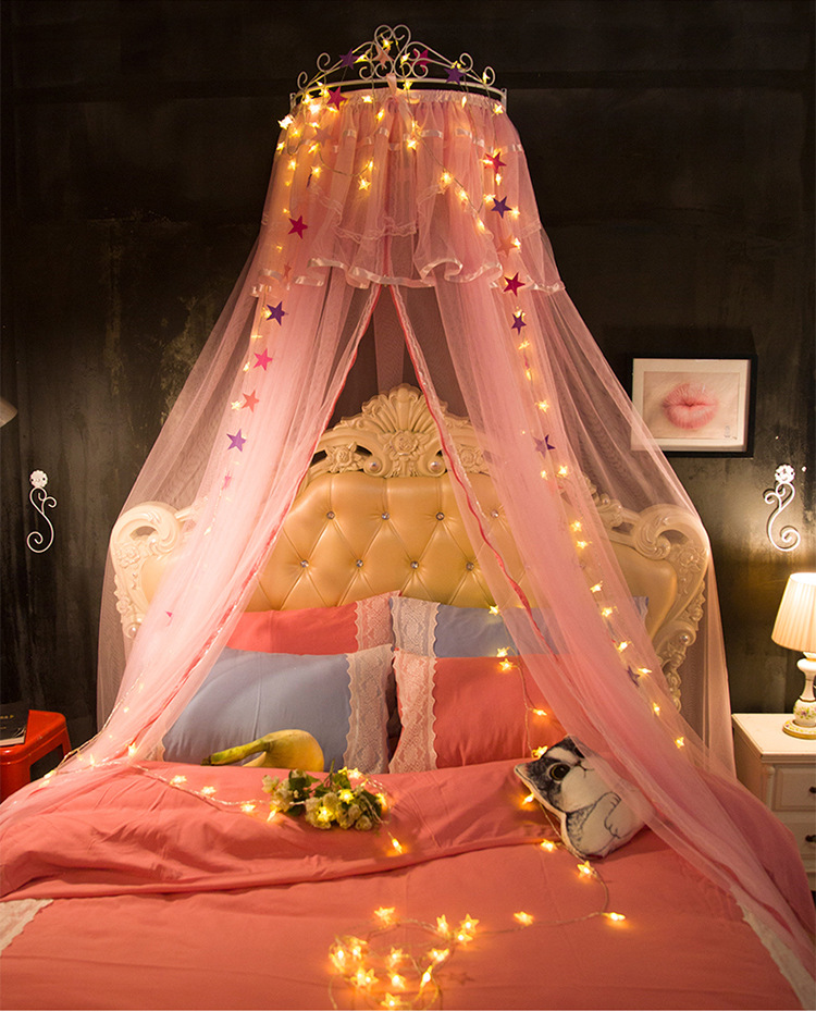 床幔床头纱帘儿童公主房韩式蚊帐吊顶床头帘装饰帘欧式