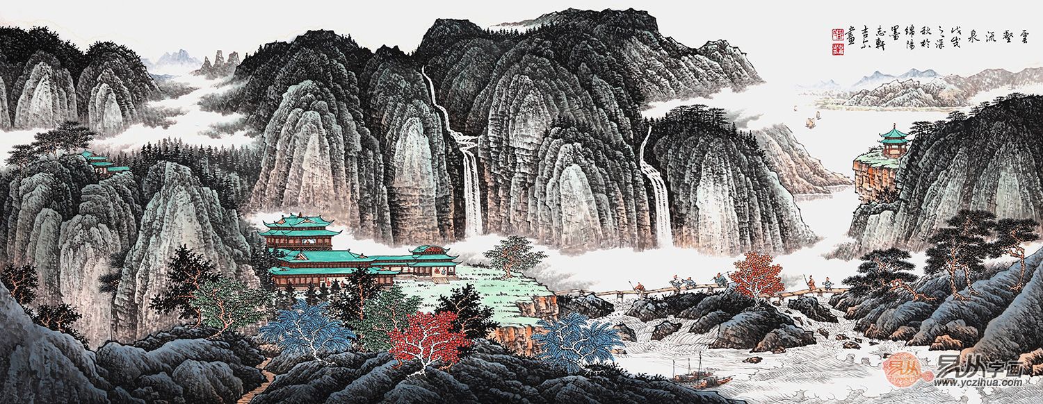 办公室挂什么画风水好 许吉尔山水画助您转好运!